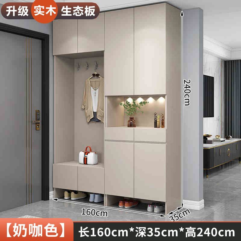 實木鞋櫃家用門口玄關櫃儲物櫃一體簡約大容量坐凳衣帽入戶玄關櫃