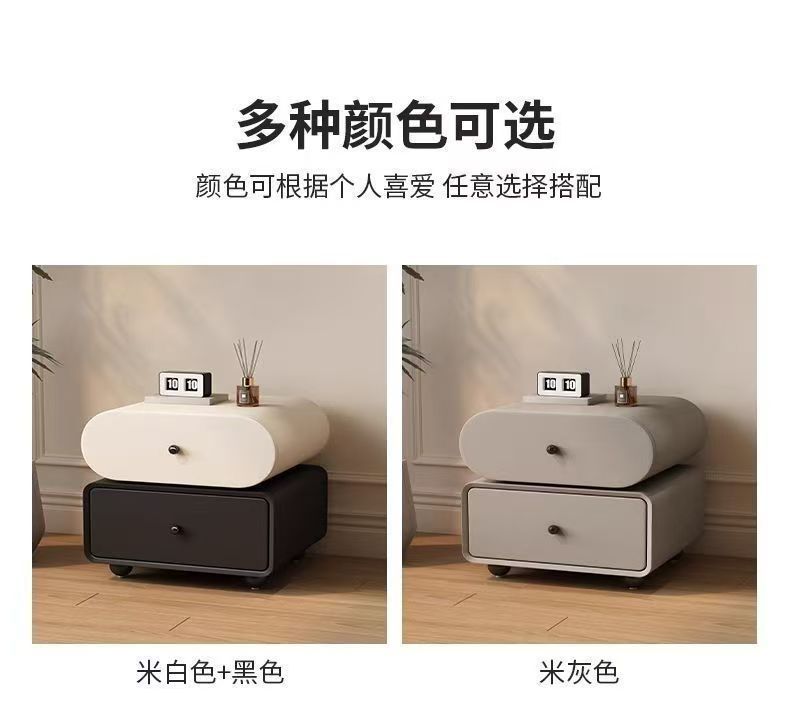 輕奢高級感實木牀頭櫃網紅簡約現代中古家用臥室創意2025新款小型