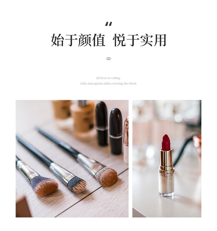 意式極簡梳妝檯收納櫃一體臥室現代簡約小戶型網紅實木圓型化妝桌