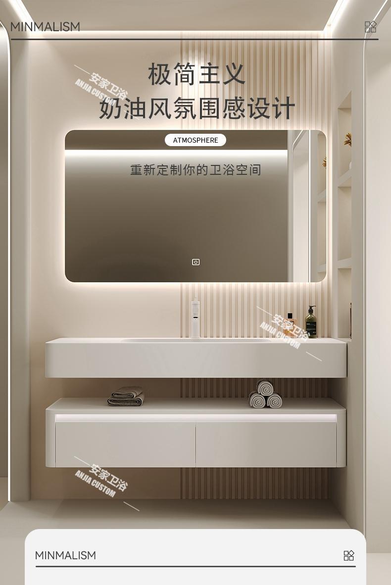 簡約杜膚可麗耐一體盆橡木浴室櫃組合衛生間洗漱臺洗手池洗臉盆櫃