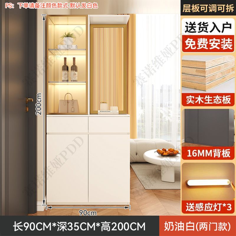 實木鞋櫃入戶正對門口屏風隔斷客廳遮擋儲物玄關櫃輕奢靠牆置物櫃