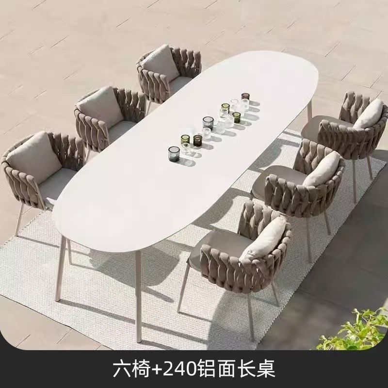 户外别墅庭院沙发防水编绳藤椅民宿花园阳台露天休闲轻奢酒店家具