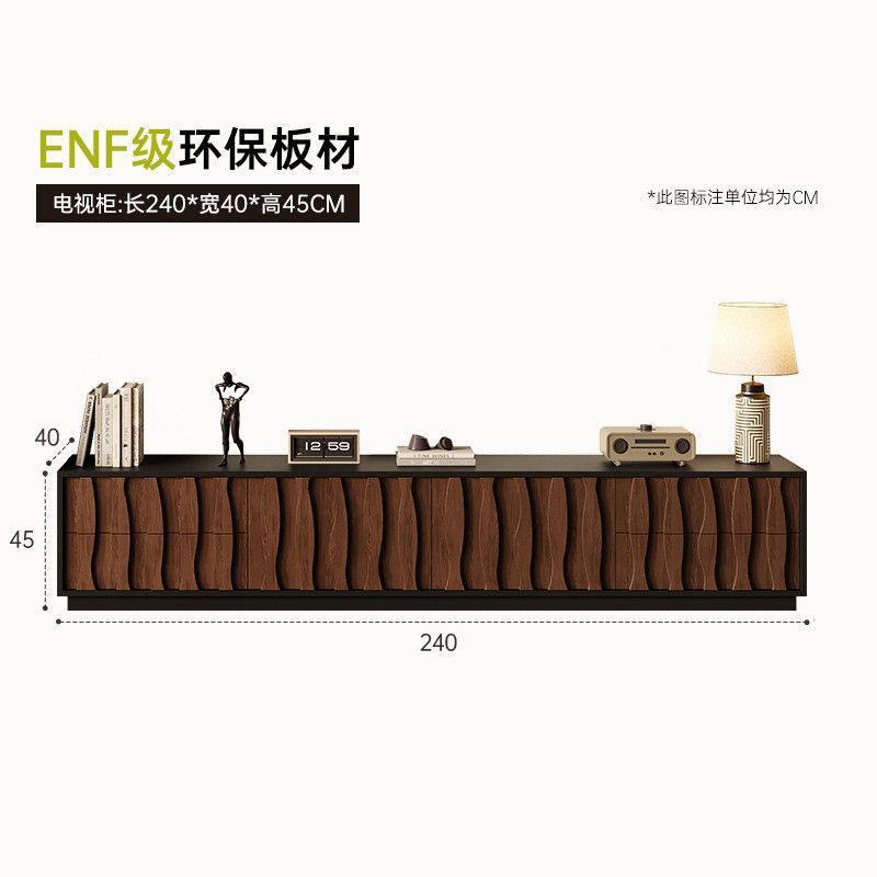 中古风电视柜新款客厅收纳储物柜一体小户型落地茶几边柜定制组合