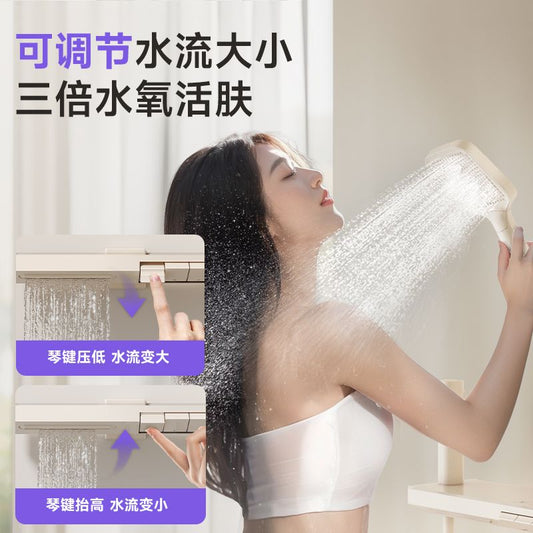 日豐花灑奶油風白色淋浴套裝家用全銅小戶型簡易無頂噴花灑套裝M7