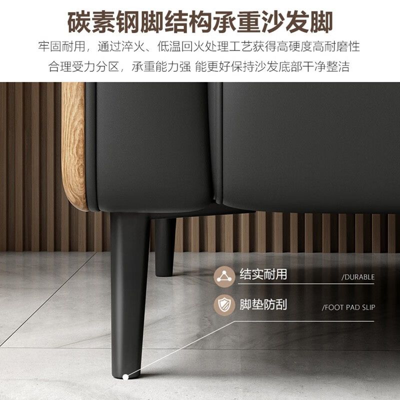 办公室沙发茶几组合现代简约商务接待会客轻奢套装真皮高档三人位