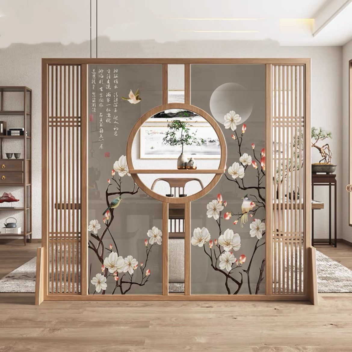 新中式屏風隔斷客廳實木進門玄關辦公室茶室入戶遮擋國風禪意座屏