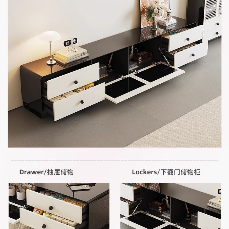 意式輕奢電視櫃客廳家用2025新款現代簡約實木烤漆茶几電視組合櫃