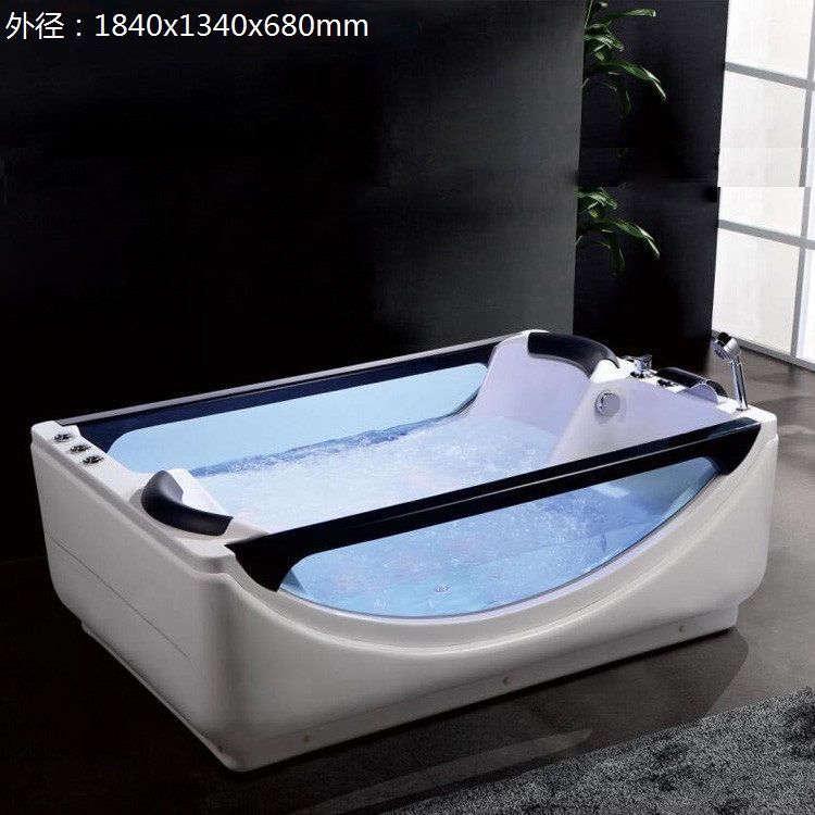 沐強長方形雙人亞克力衝浪按摩浴缸恆溫泡泡加熱成人大浴盆
