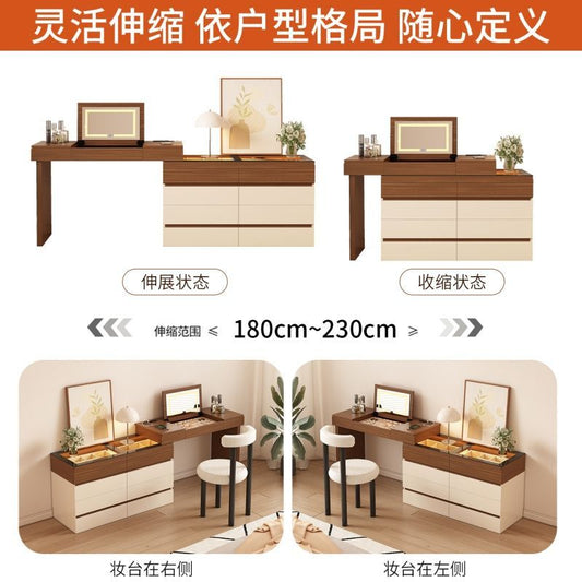 梳妝檯鬥櫃一體實木翻蓋隱藏鏡子臥室牀尾櫃化妝桌收納櫃2025新款