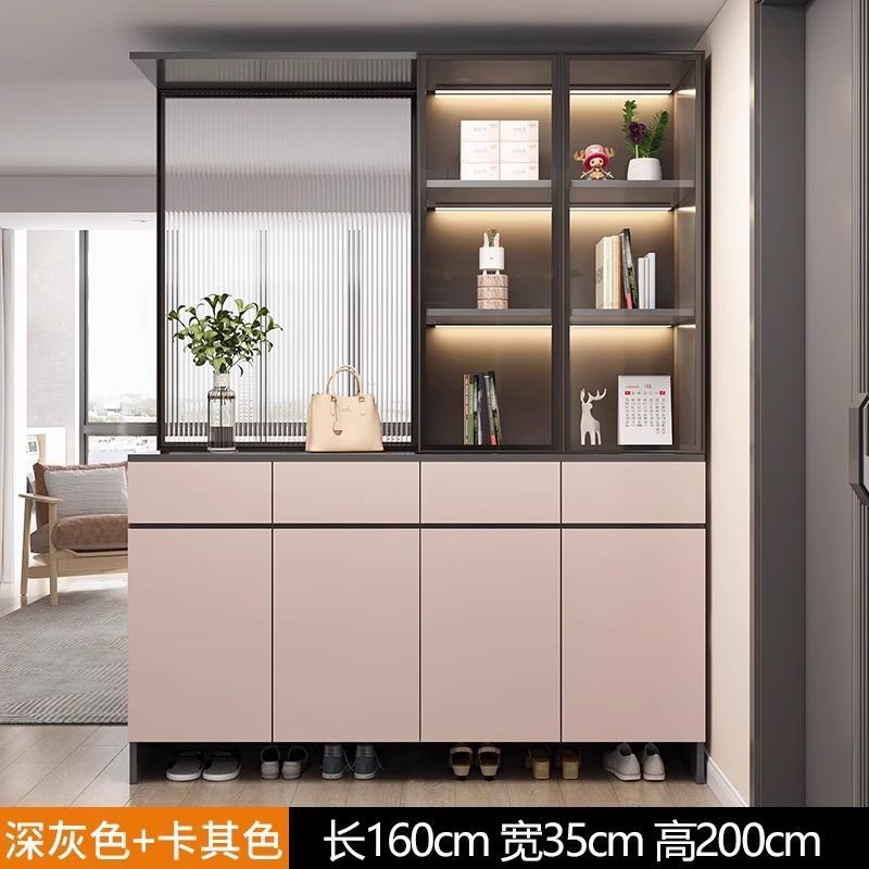 玄關櫃入戶門口鞋櫃靠牆客廳輕奢玻璃酒櫃屏風隔斷櫃家用儲物櫃子