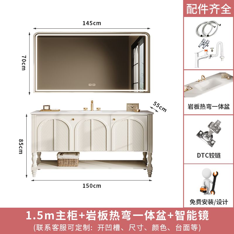 落地式橡木法式復古浴室櫃組合衛生間洗漱臺洗手盆櫃衛浴櫃一體盆