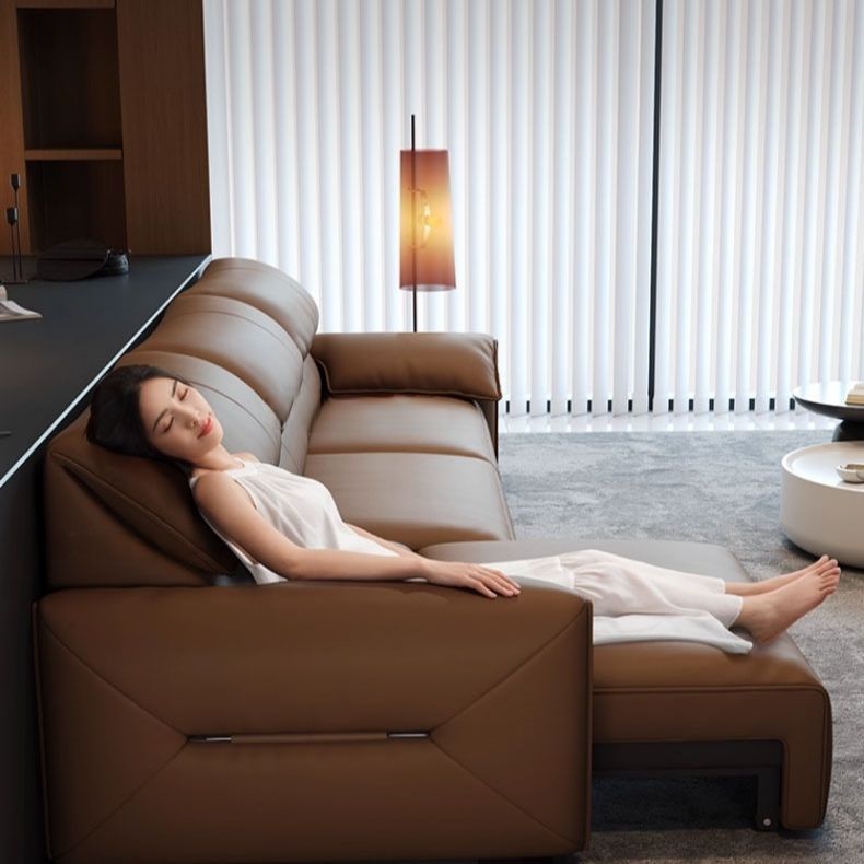 Elephant Ear Electric Wall-Hugging Eco-Leather Sofa, Minimalist Italian Modern Living Room Retractable Sofa Bed