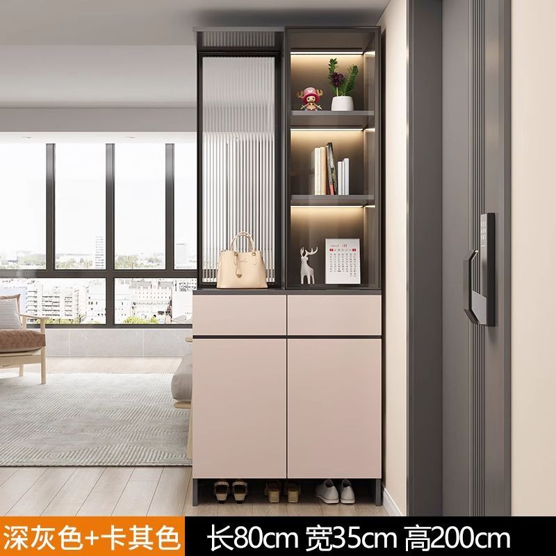 玄關櫃入戶門口鞋櫃靠牆客廳輕奢玻璃酒櫃屏風隔斷櫃家用儲物櫃子