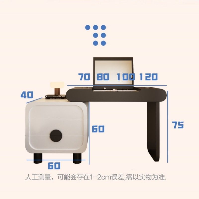 翻蓋實木烤漆梳妝檯臥室現代簡約黑白中古奶油風化妝桌收納櫃一體