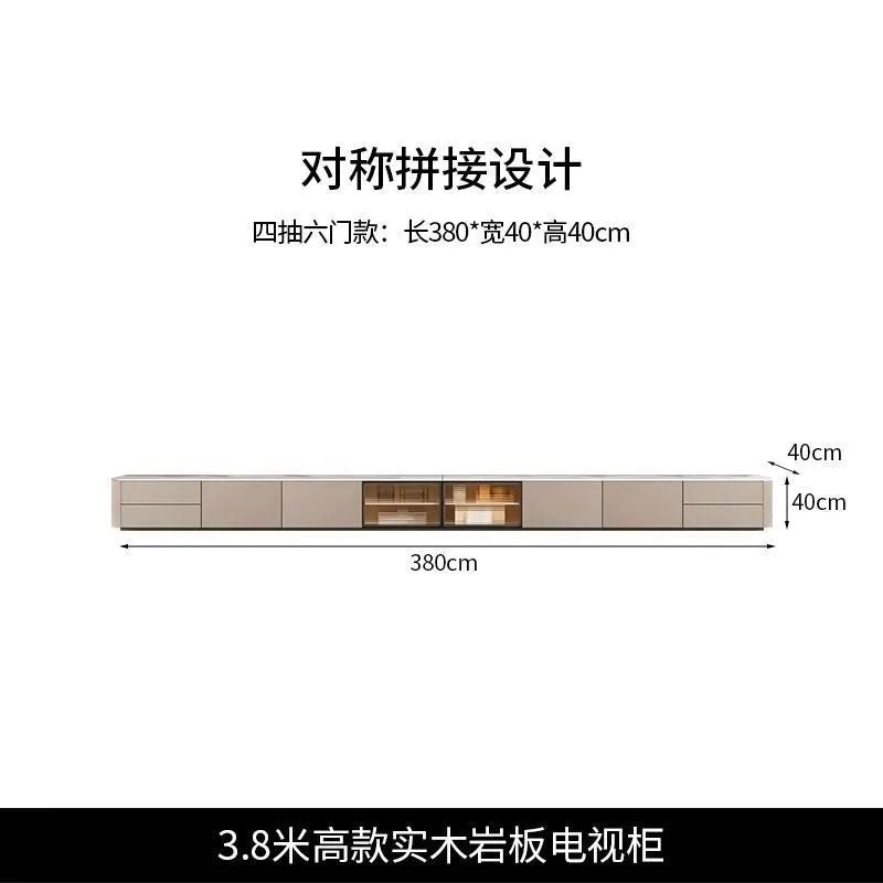 輕奢實木電視櫃簡約現代巖板客廳家用地臺地櫃意式極簡玻璃影視櫃