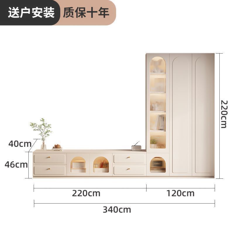 伊阳实木电视柜简约客厅家用收纳储物柜一体组合落地电视背景墙柜