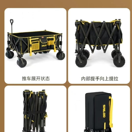 全新鋁合金露營車營地車推車超大野營車摺疊車便攜聚攏推車野營