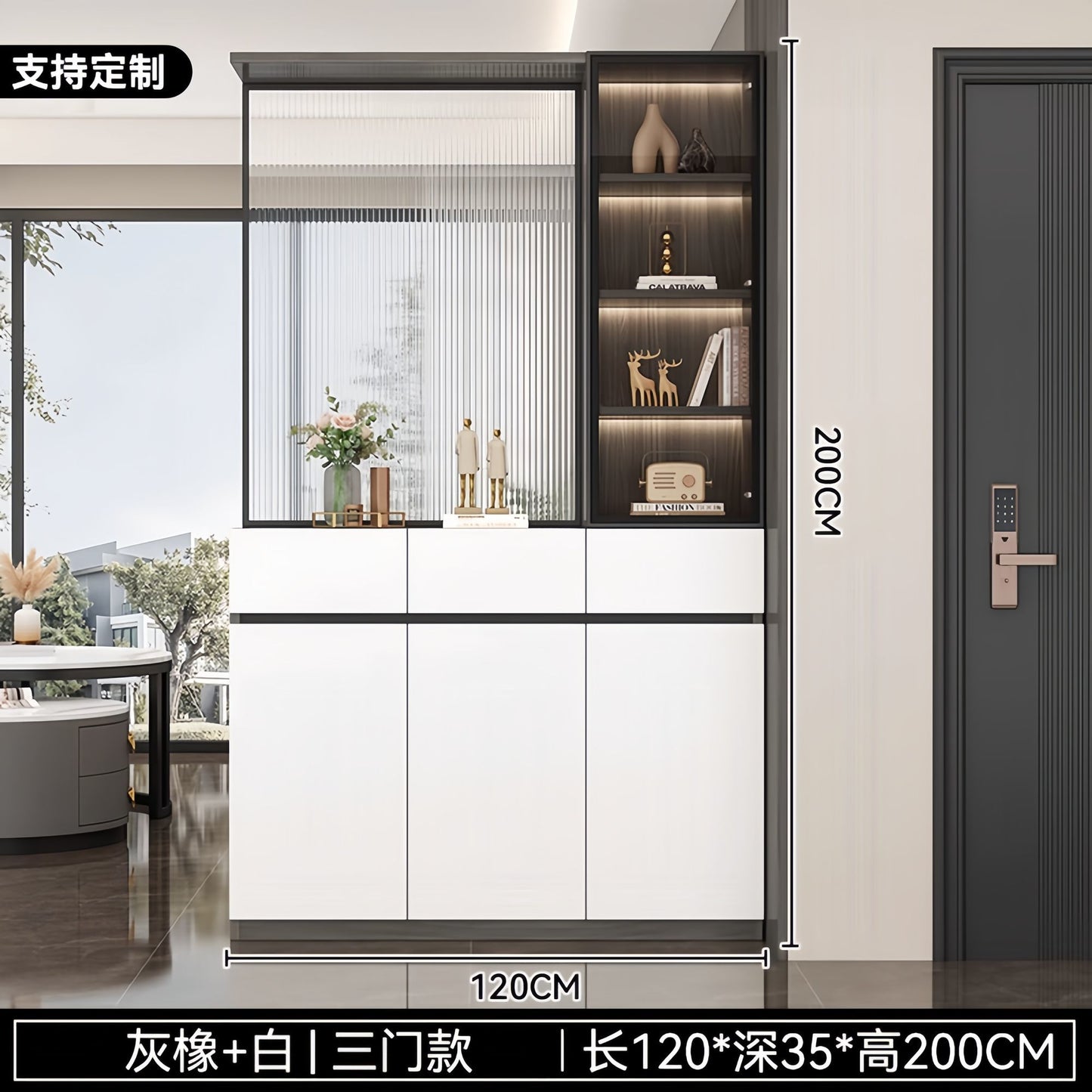 玄關櫃入戶正對門客廳屏風隔斷置物架一體實木鞋櫃現代簡約門廳櫃
