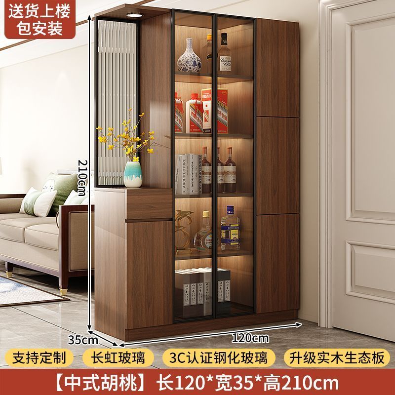 實木入戶玄關櫃鞋櫃一體客廳隔斷屏風櫃正對門儲物門廳櫃中古定製