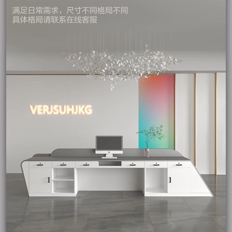 烤漆前台接待台简约现代公司办公大气售楼部培训吧台桌收银台定制