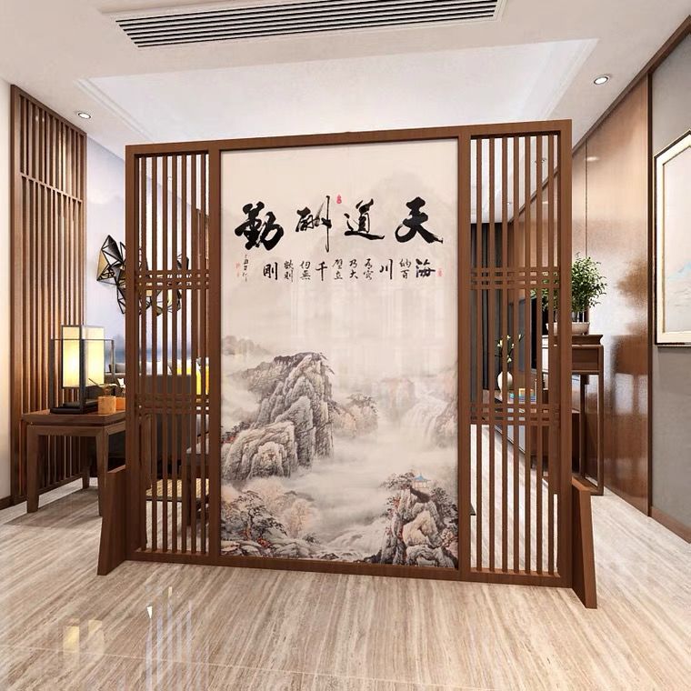 屏風隔斷裝飾客廳現代簡約小戶型玄關新中式實木隔斷牆屏風座屏
