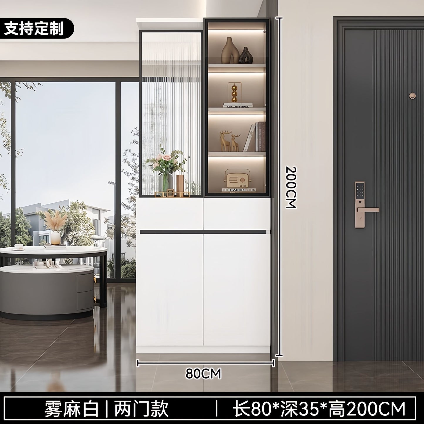 玄關櫃入戶正對門客廳屏風隔斷置物架一體實木鞋櫃現代簡約門廳櫃