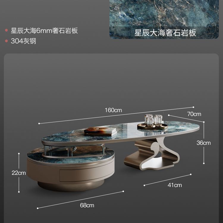 意式极简电视柜小户型家用阳台轻奢客厅茶几网红大理石长方形组合
