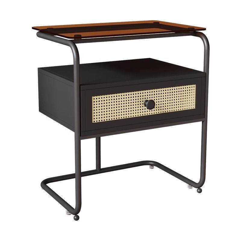 簡約家用臥室牀頭櫃現代網紅玻璃客廳置物架小型創意收納儲物櫃