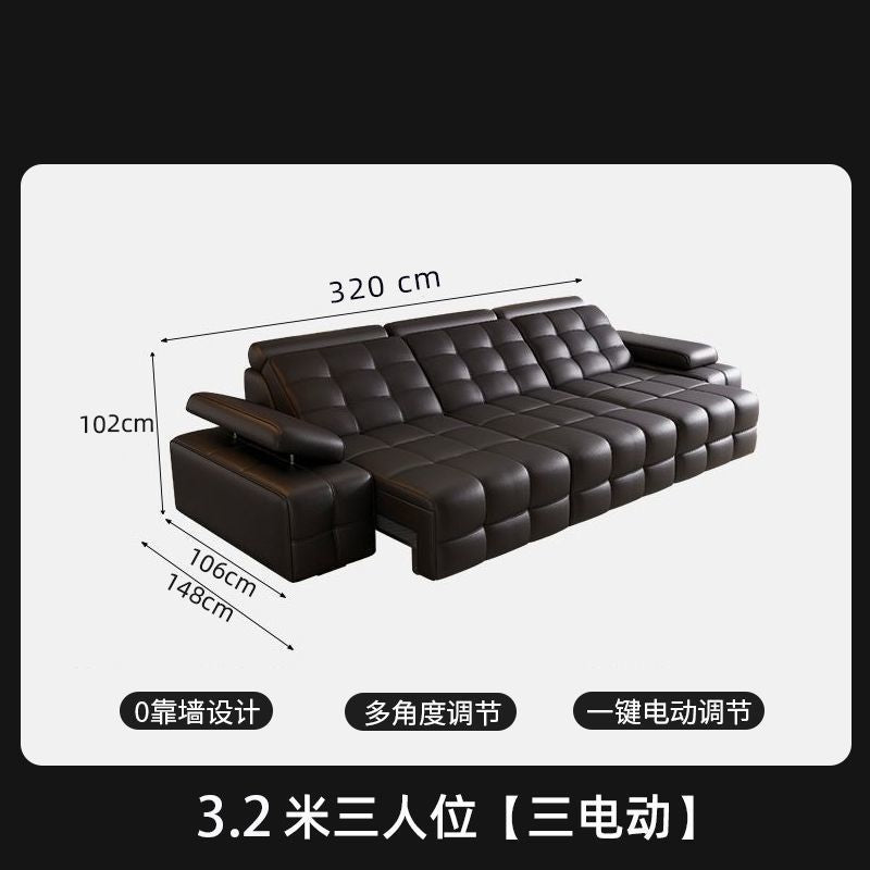 勞倫斯電動功能沙發牀頭層牛皮客廳意式伸縮平躺直排小戶型沙發牀
