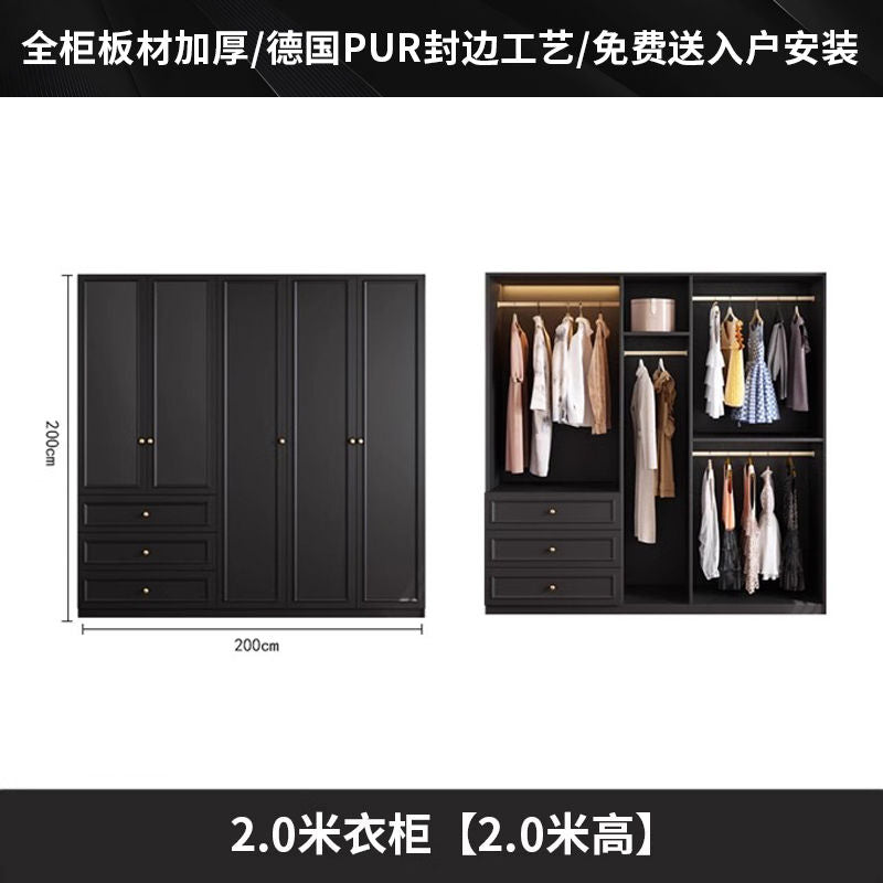 中古风衣柜黑色柜子衣柜家用卧室小户型现代简约边柜顶柜现货美式