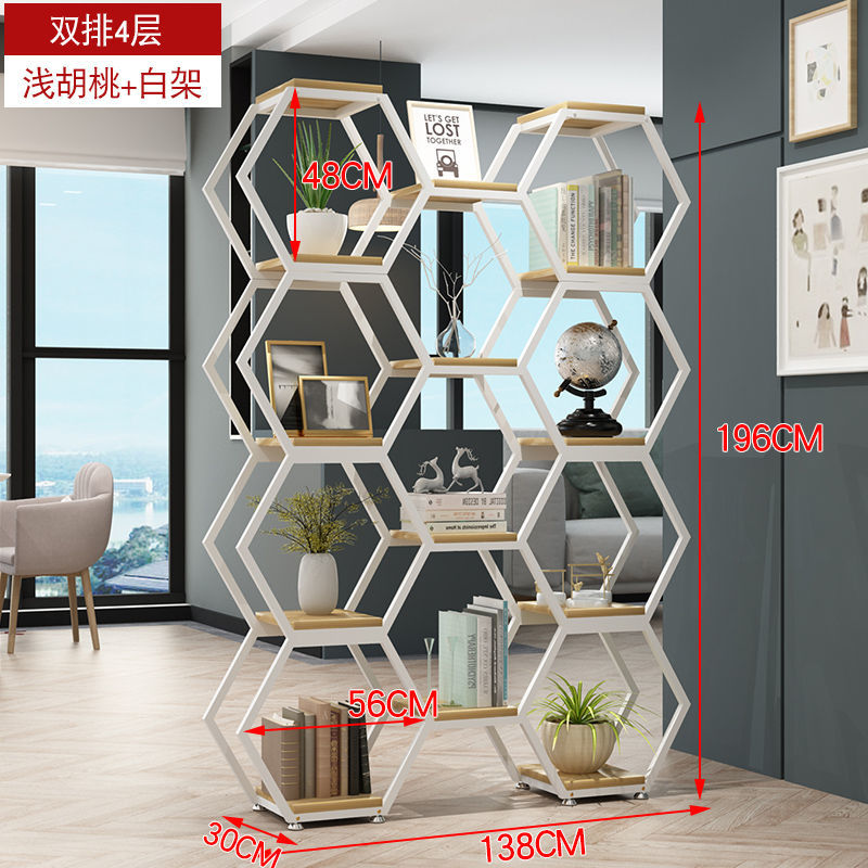 铁艺隔断置物架创意六边形组合架办公室屏风落地式多层书架博古架