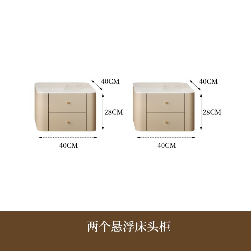懸浮梳妝檯現代極簡臥室高級感奶油風掛壁式巖板化妝桌牀頭櫃一體