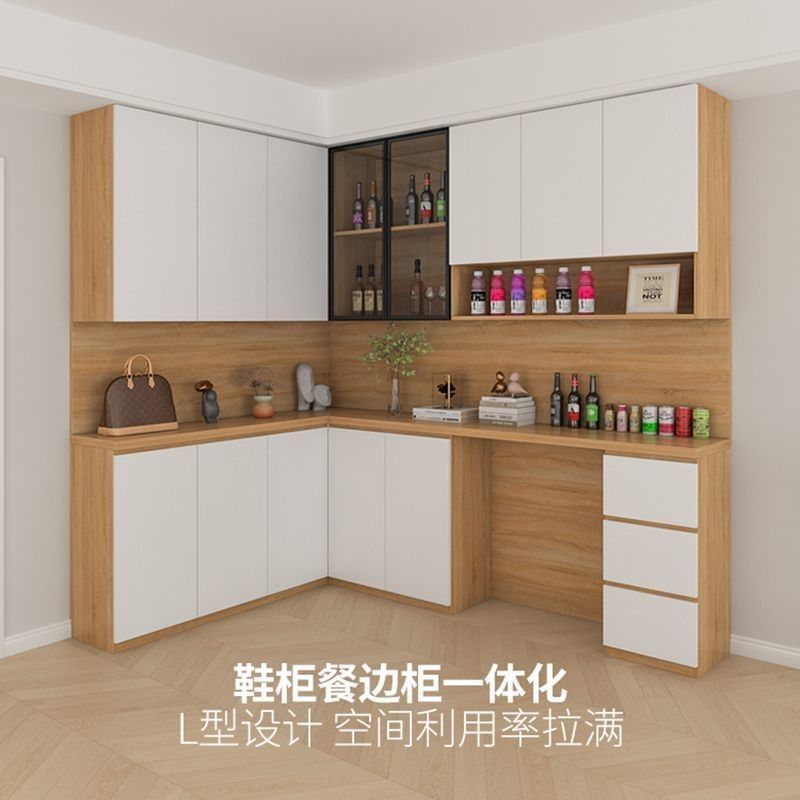 入户鞋柜餐边柜一体转角组合柜靠墙玄关可定制家用小户型客厅柜