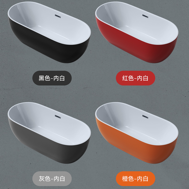 亞克力貴妃獨立一體歐式家用小戶型橢圓浴缸酒店民宿成人泡澡浴盆