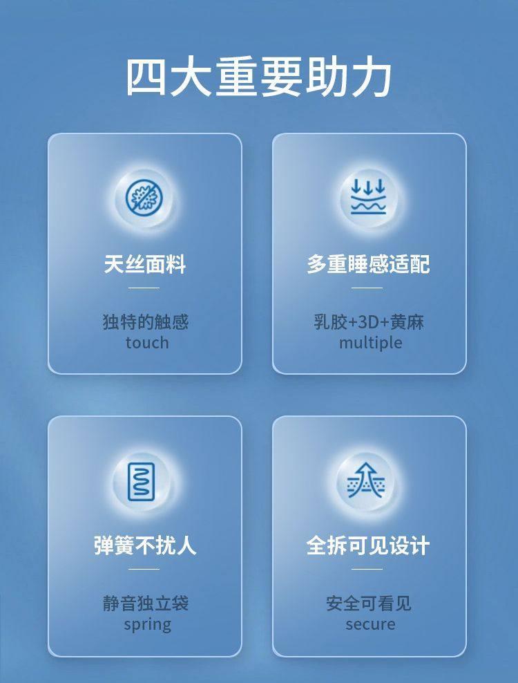 牀墊捲包真空壓縮靜音獨立袋彈簧軟墊3D黃麻無膠水可拆洗全拆乳膠
