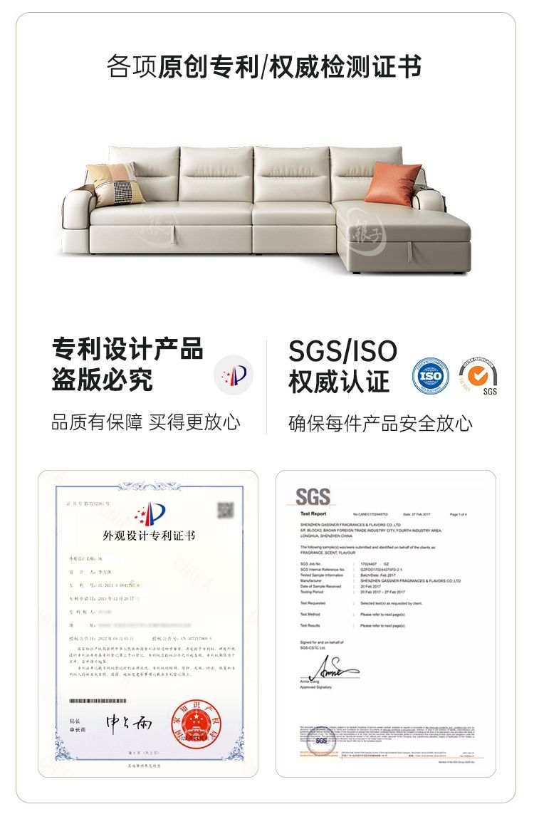 小銀子輕奢免洗納帕真皮沙發牀小戶型儲物摺疊兩用多功能貴妃沙發