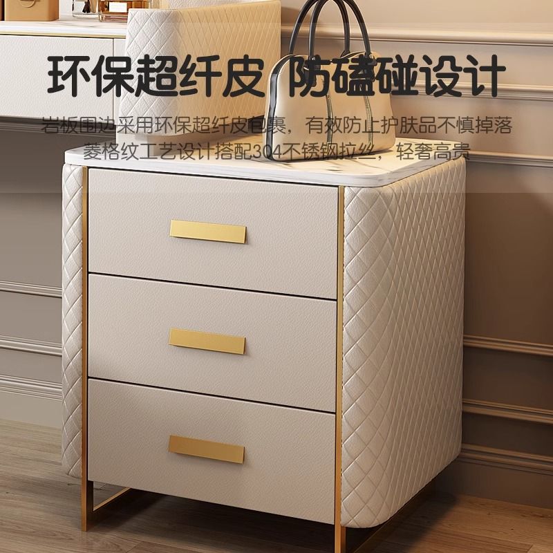 梳妆台收纳柜一体轻奢网红ins风小户型化妆桌卧室现代岩板化妆台