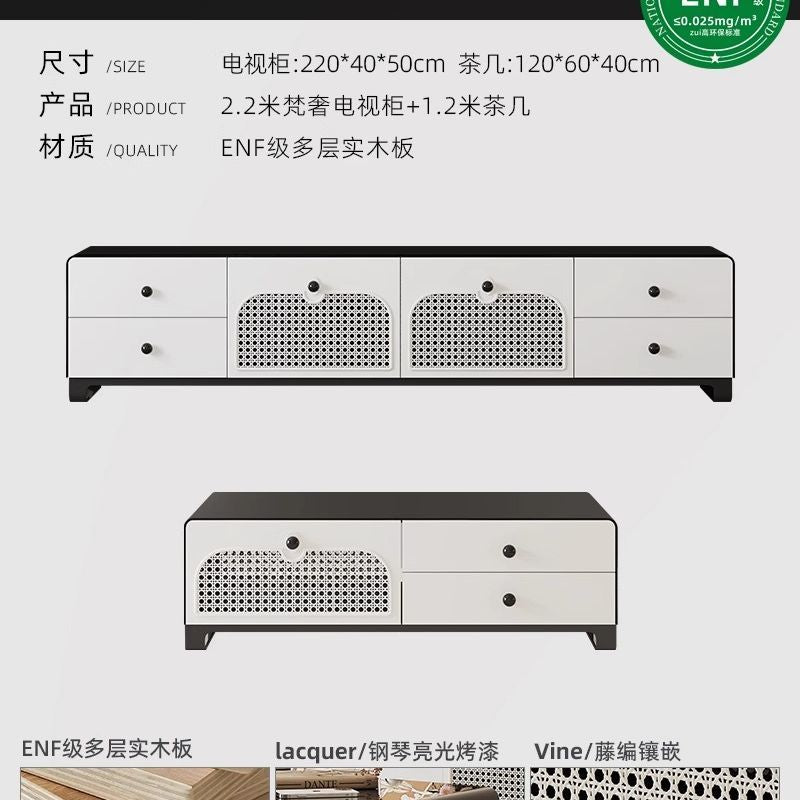 意式輕奢電視櫃客廳家用2025新款現代簡約實木烤漆茶几電視組合櫃
