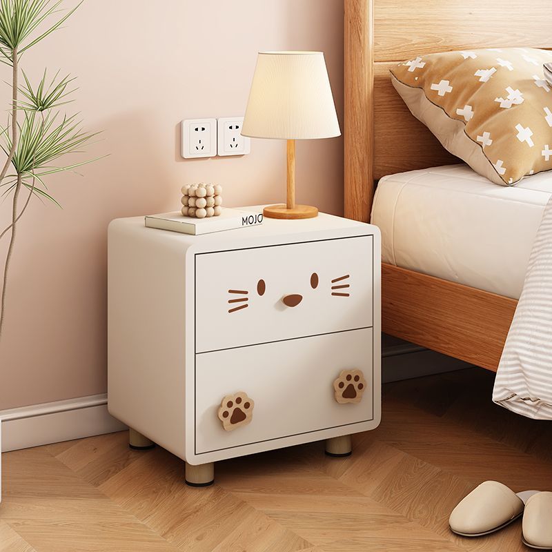 兒童牀頭櫃奶油風實木邊櫃卡通可愛收納櫃臥室邊幾創意儲物櫃小型