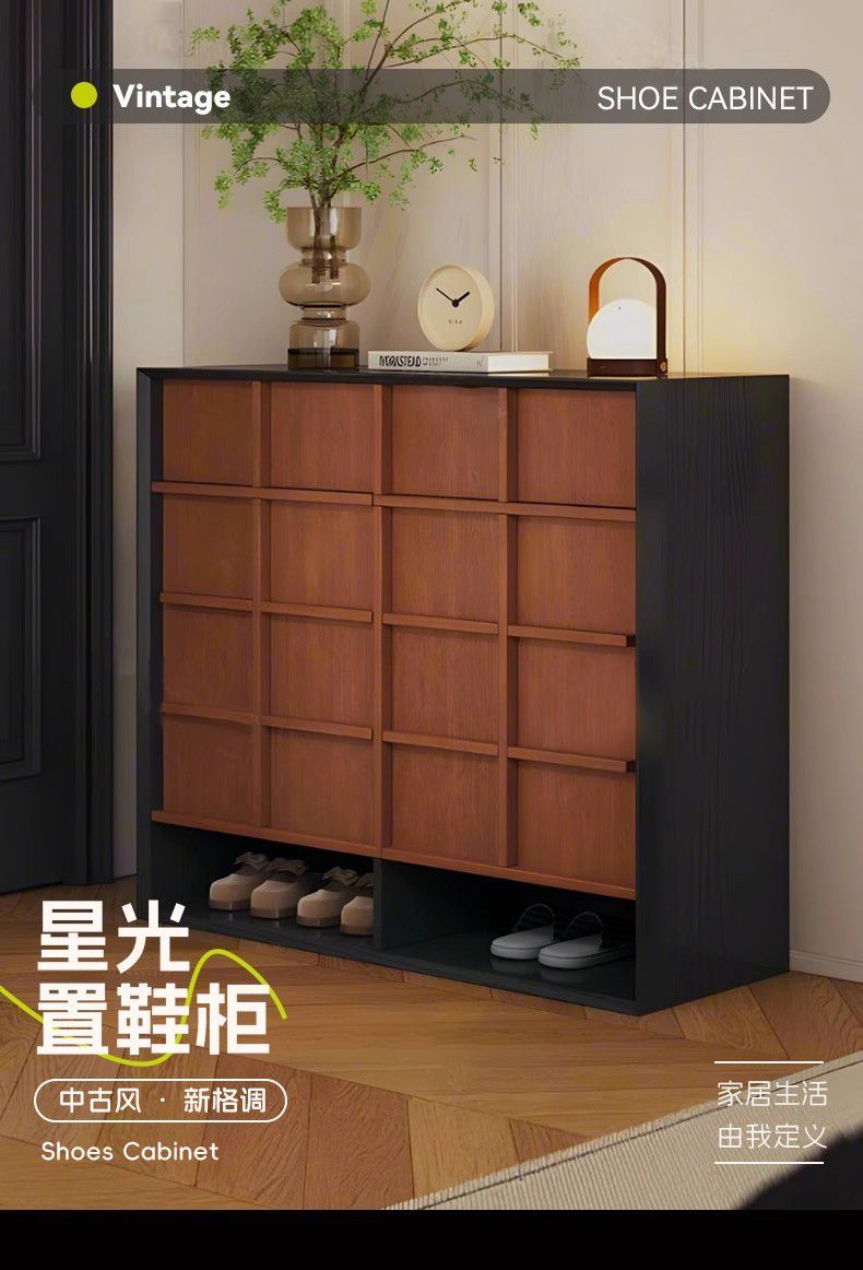 實木中式鞋櫃家用門口入戶走廊新款玄關一體大容量靠牆儲物櫃收納