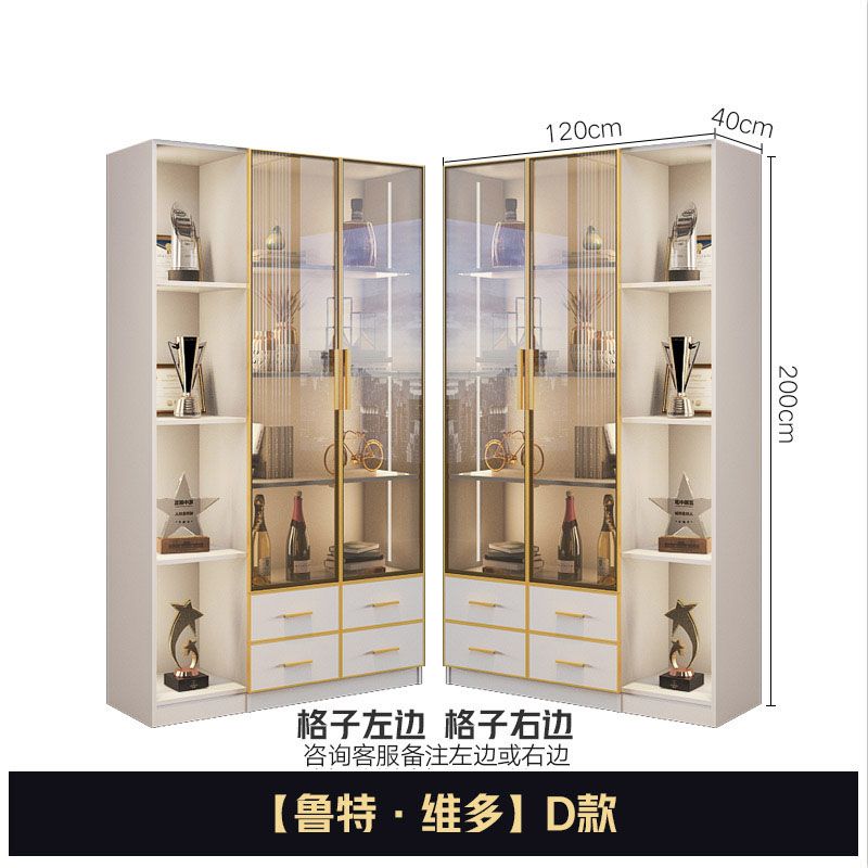 轻奢书柜电脑桌一体组合办公书橱小户型现代简约玻璃门多功能酒柜