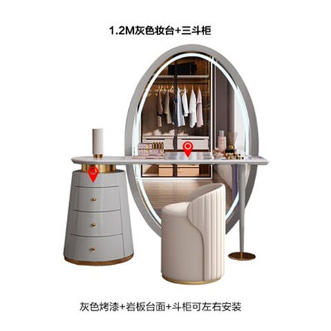 现代简约梳妆台轻奢落地大妆镜卧室化妆桌收纳一体柜