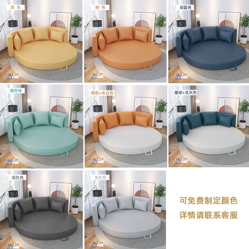 科技布圆形沙发床可折叠两用客厅2022新款小户型网红款多功能双人