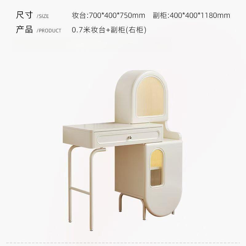 實木收納臥室梳妝檯奶油風化妝桌網紅ins高級簡約型小戶型白色櫃