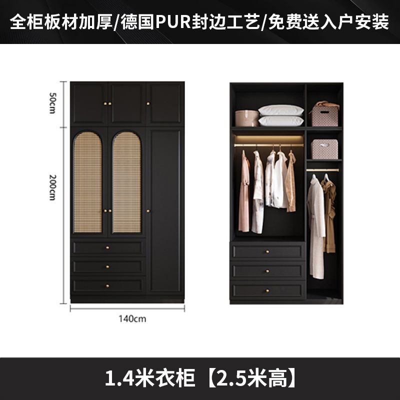 中古风衣柜黑色柜子衣柜家用卧室小户型现代简约边柜顶柜现货美式