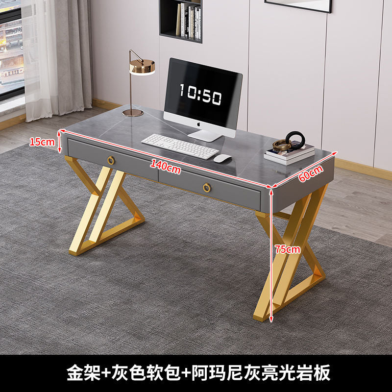 岩板书桌轻奢现代意式电脑台式桌家用简易办公桌卧室工作台学习桌