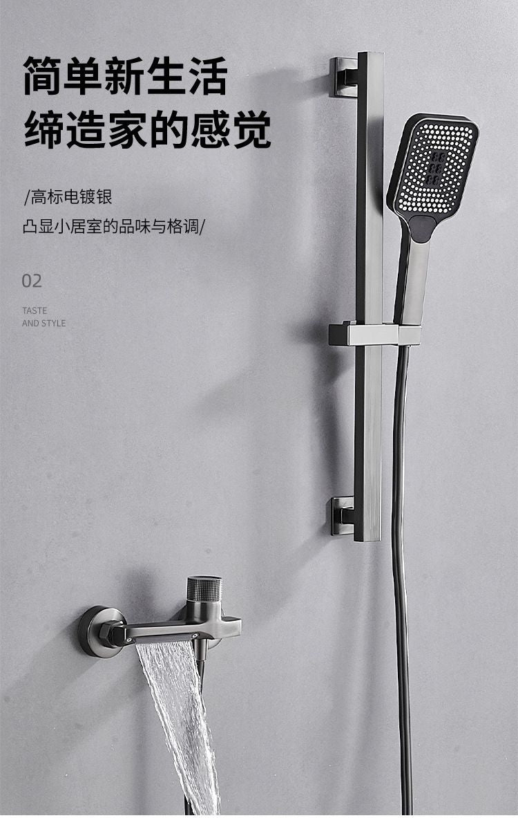 蜂衛浴全銅混水閥簡易增壓花灑套裝浴缸三聯冷熱水龍頭衛生間浴室