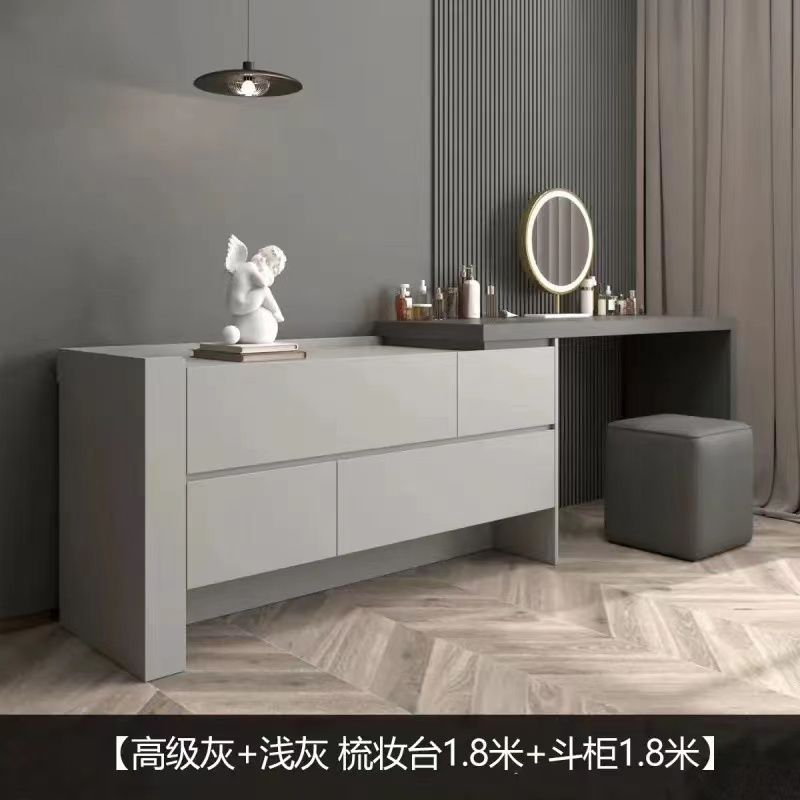 簡約梳妝檯主臥多功能收納櫃一體高檔輕奢網紅梳妝檯組合櫃定製