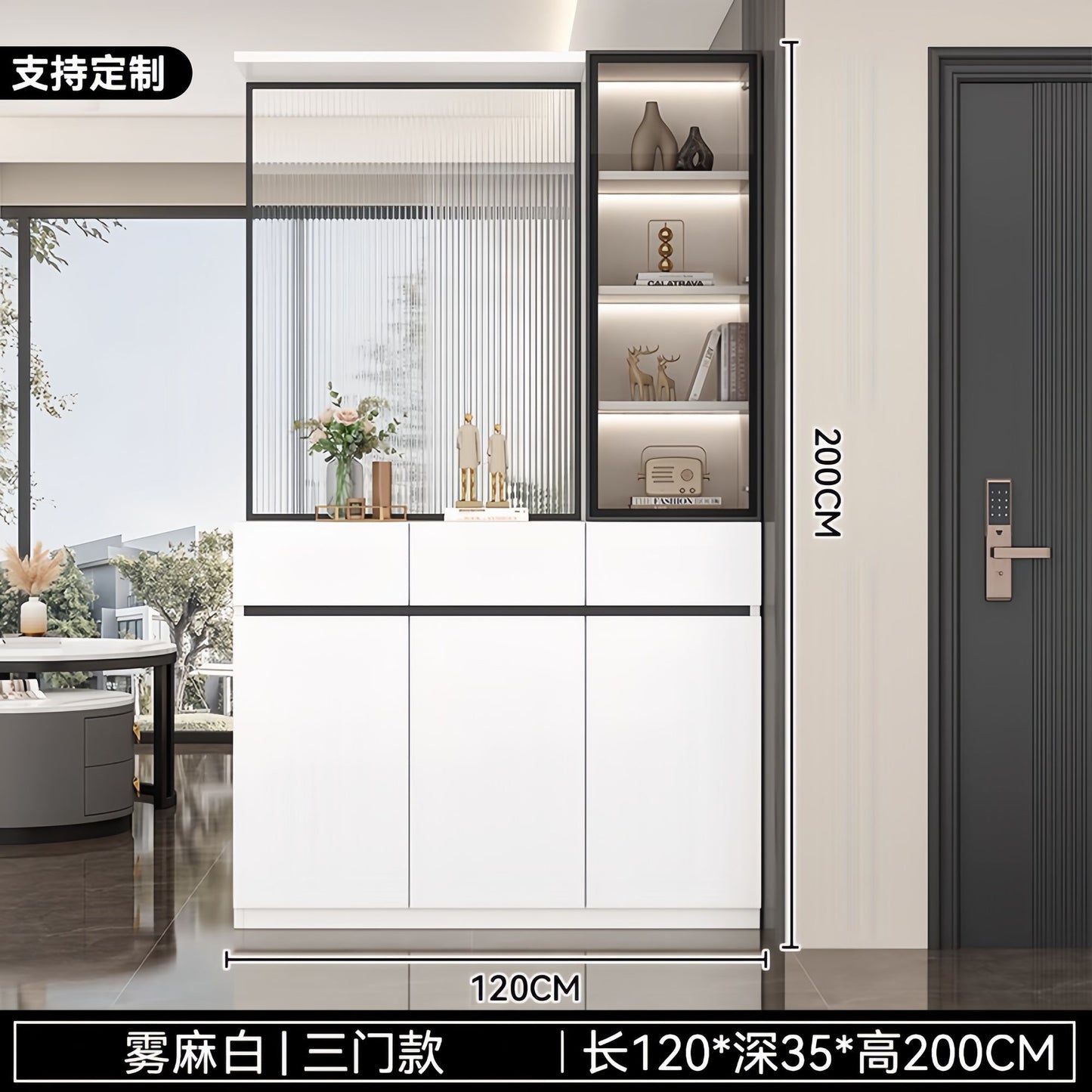 玄關櫃入戶正對門客廳屏風隔斷置物架一體實木鞋櫃現代簡約門廳櫃