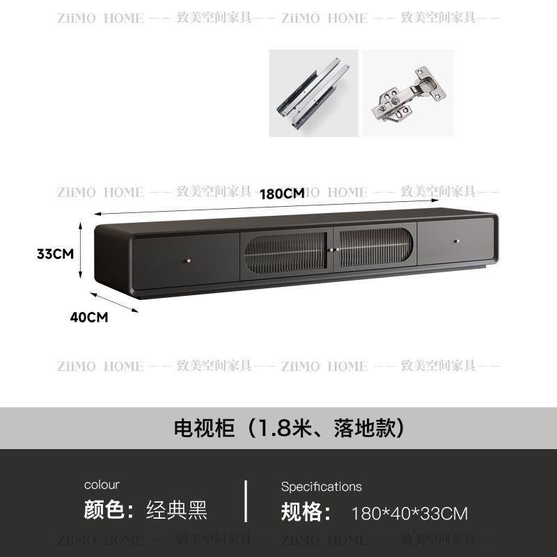 實木電視櫃茶几組合簡約法式奶油風黑色小戶型客廳整裝電視機櫃